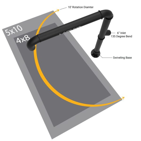 Swiveling Overhead Dust Collection Arm 6''
